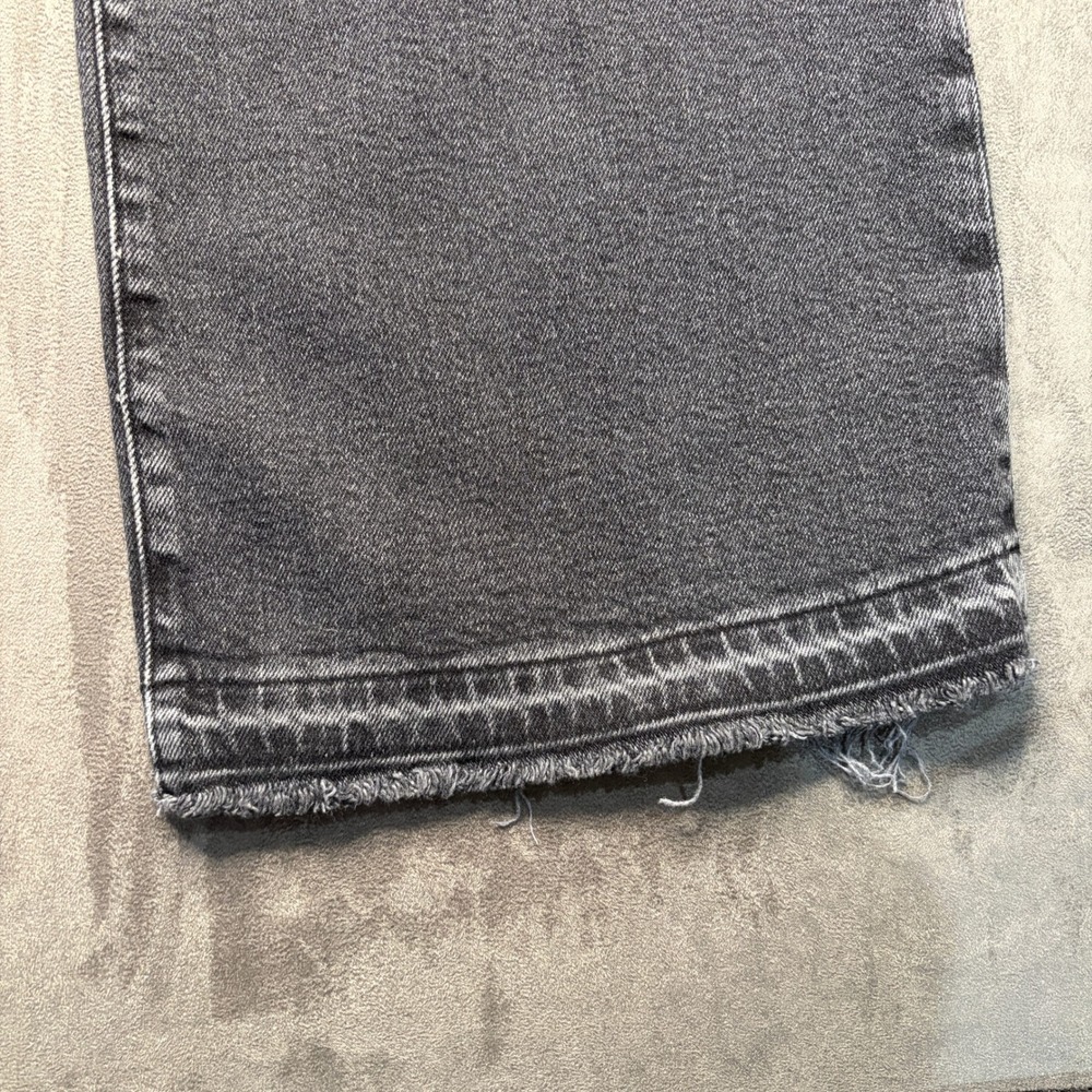 LOFT The Wide Leg Jeans Womens 30/10 Black High Rise Raw Hem Frayed Faded Denim - Picture 3 of 11